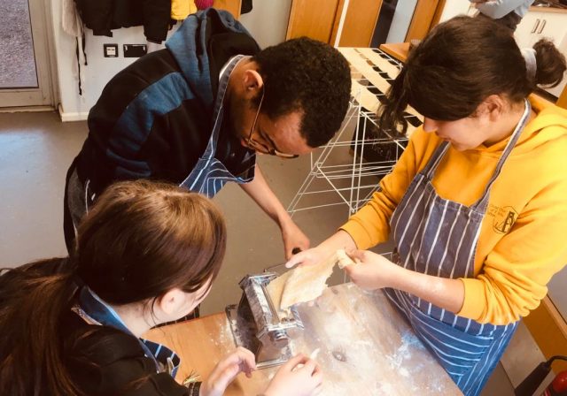 St Werburghs City Farm cafe - preparing homemade pasta