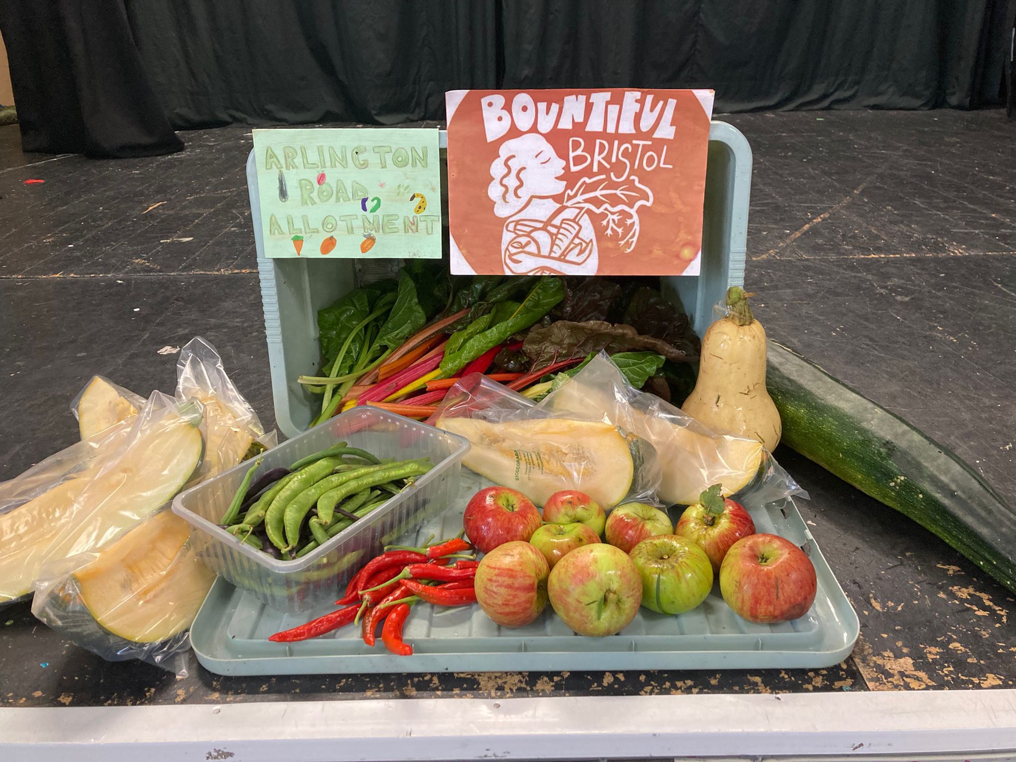 Vegetables and fruit donated at Arlington Road Allotments