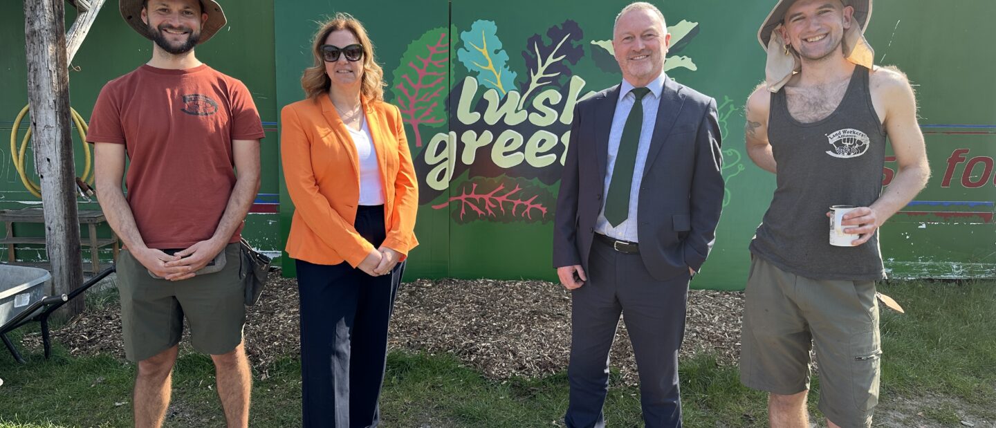 Helen Godwin, West of England Combined Authority candidate for Labour, and Steve Reed Secretary of State for Environment, Food and Rural Affairs visiting Lush Greens